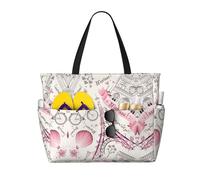 Kfjghhl Romantique Paris Papillon Grande Capacité Plage Voyage Sac Fourre-Tout Femmes Poches Ordinateur Portable Sac à Main Travail Adulte Gym