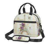 Kfjghhl Sac à déjeuner avec motif Tour Eiffel pour femme - Grande ouverture - Portable - Poche isotherme - Pour pique-nique, plage
