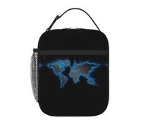 Kfjghhl Sac à déjeuner isotherme avec carte du monde - Pour femme et adulte - Pour l'école, le pique-nique, les voyages, le barbecue