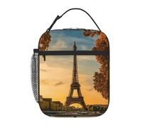 Kfjghhl Sac à déjeuner isotherme Tour Eiffel Paris Automne Sac à déjeuner pour femme adulte Sac à déjeuner Sac fourre-tout pour l'école, pique-nique, voyage, barbecue
