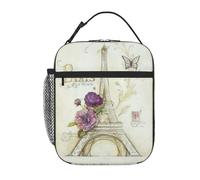 Kfjghhl Sac à déjeuner isotherme Tour Eiffel pour femme adulte Travail glacière Sac à déjeuner Sac fourre-tout Sac fourre-tout École Pique-nique Voyage Barbecue