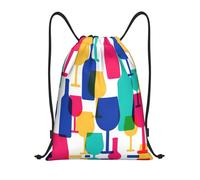 Kfjghhl Sac à dos avec cordon de serrage pour verres à cocktail et bouteilles de vin - Sac de sport en vrac - Pour femmes, hommes, enfants - Sport de plein air, Noir , S, Vacances