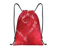 Kfjghhl Sac à dos de Saint-Valentin avec cordon de serrage en forme de cœur rouge et fleur - Sac de sport en vrac - Pour femme et homme - Pour sports de plein air, Noir , S, Vacances