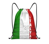 Kfjghhl Sac à dos de sport avec cordon de serrage drapeau italien Colisée romain pour femmes, hommes, enfants, sports de plein air, Noir , M, Vacances