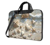 Kfjghhl Sac classique pour ordinateur portable avec compartiment pour ordinateur portable Motif coquillages Sable, Noir , 15.6 inch