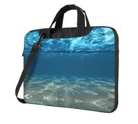 Kfjghhl Sac d'ordinateur portable classique bleu océan mer vague paysage marin sac porte-documents bloc-notes compartiment élégant sac d'affaires bureau séparé, Noir , 13 inch
