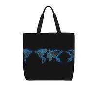 Kfjghhl Sac fourre-tout avec motif carte du monde - Grande capacité - Fermeture éclair - Pour femme et fille