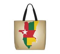 Kfjghhl Sac fourre-tout avec motif carte du Togo avec une étoile blanche - Grande capacité - Fermeture éclair - Pour femme et fille