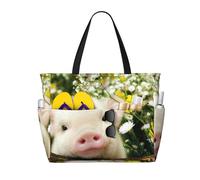 Kfjghhl Sac fourre-tout de grande capacité avec poches pour ordinateur portable, sac à main pour femme et adulte Motif cochon de viol