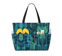 Kfjghhl Sac fourre-tout de grande capacité pour femme Motif feuilles de palmier tropicales