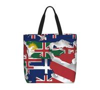Kfjghhl Sac fourre-tout Map03 avec drapeau des îles Turques et Caïques, grande capacité, fermeture éclair, pour femme, fille, travail, université, quotidien