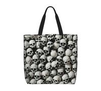 Kfjghhl Sac fourre-tout noir avec motif tête de mort - Grande capacité - Fermeture éclair - Pour femme et fille