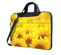 Kfjghhl Sacoche classique jaune tournesol pour ordinateur portable, porte-documents, compartiment pour ordinateur portable, sac d'affaires élégant pour bureau séparé, Noir , 13 inch