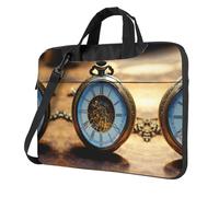 Kfjghhl Sacoche classique pour ordinateur portable Motif horloge Bronze Century Porte-documents Compartiment pour ordinateur portable Élégant Sac d'affaires séparé, Noir , 13 inch