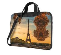 Kfjghhl Sacoche classique pour ordinateur portable Motif Tour Eiffel Paris Automne Porte-documents Compartiment pour ordinateur portable Élégant sac d'affaires Bureau séparé, Noir , 13 inch
