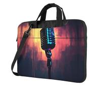 Kfjghhl Sacoche pour ordinateur portable avec microphone classique et notes de musique - Compartiment pour ordinateur portable - Élégant sac d'affaires séparé, Noir , 14 inch