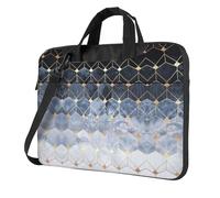 Kfjghhl Sacoche pour ordinateur portable classique avec compartiments pour ordinateur portable Motif hexagones et diamants Bleu, Noir , 14 inch