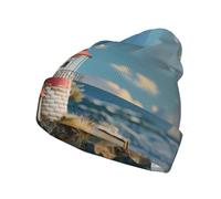 Kfjghhl The Seaside Lighthouse Bonnet tricoté chaud avec doublure en polaire thermique pour homme Noir