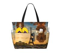 Kfjghhl Tour Eiffel Paris Automne Grande Capacité Plage Voyage Sac Fourre-Tout Femmes Poches Ordinateur Portable Sac à Main Travail Adulte Gym