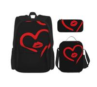 Kfjghhl Trousse à crayons avec cœur dessiné dans le rouge à lèvres Sac à dos Sac à dos Sac à déjeuner Sac à dos d'école Sac à dos Sac à dos Sac à dos