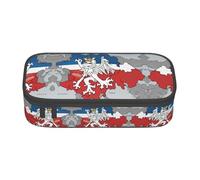Kfjghhl Trousse à crayons avec drapeau de la République tchèque - Grande capacité - Compartiments à fermeture éclair - Pour filles et garçons
