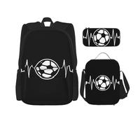 Kfjghhl Trousse à crayons « I Love Soccer » - Sac à dos - Sac à déjeuner pour garçons et filles - Sac à dos d'école - Pour ordinateur