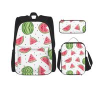 Kfjghhl Trousse à crayons pastèque fruits frais sac à dos sac à déjeuner garçons filles école cartable ensemble ordinateur portable étudiant été, Noir , One Size, combinaison de sac à déjeuner