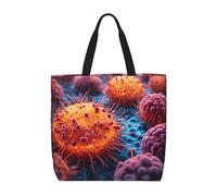 Kfjghhl Une peinture dessinée à la main d'une cellule cancéreuse dans le sac fourre-tout grande capacité main épaule fermeture éclair femme fille magasin sac travail collège quotidien