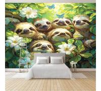kfjhgbdshhj Décoration murale moderne intissée à effet 3D avec paresseux et papillon, idéale pour le salon, la chambre, le bureau ou le couloir, 300 cm x 210 cm. Affiche - Giclee - Tableau sans cadre