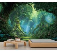 kfjhgbdshhj Papier peint Forêt Enchantée, Papier peint Jungle Fantastique pour Chambre, Fresque Murale Arbre pour Salon, Grand Fond TV, Affiche Peintures pour Chambre, 400cm x 280cm