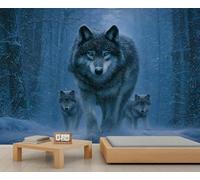 kfjhgbdshhj Papier peint Loup des bois, Loup dans la forêt, Chambre d'enfant, Animaux de la forêt, Loups, Fresque murale pour salon, chambre, Décoration murale, 250 cm x 175 cm