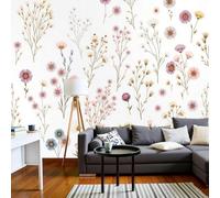 kfjhgbdshhj Papier peint mural décoratif effet 3D, motif floral et végétal dessiné à la main sur tissu de soie - Panorama aquarelle, 150 cm x 105 cm