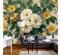 kfjhgbdshhj Papier peint mural décoratif effet 3D, motif roses et fleurs en soie - Panorama aquarelle, 150 cm x 105 cm