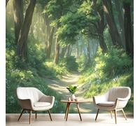 kfjhgbdshhj Papier peint panoramique photo Chemin forestier, paysage naturel, décoration murale pour chambre d'enfant, vert éclatant, 250 cm x 175 cm