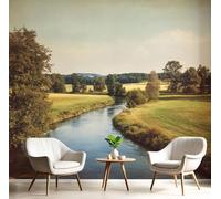 kfjhgbdshhj Papier peint photo 3D, champs, rivières, paysage, tissu de soie, chambre, salon, mur TV, décoration murale, 150 cm x 105 cm