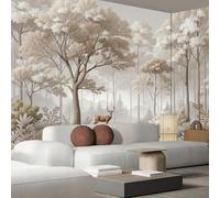 kfjhgbdshhj Papier peint photo 3D, paysage forestier avec cerfs et terres agricoles, affiche murale, sticker mural pour fond TV, décoration murale pour salon, chambre, restaurant, 150 cm x 105 cm