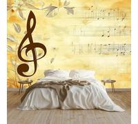 kfjhgbdshhj Papier peint photo à motif de notes de musique de style classique, décoration murale pour bureau, salon, restaurant, café, couleur bronze, 350 cm x 256 cm