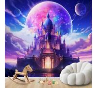 kfjhgbdshhj Papier peint photo Château de conte de fées, motif château de princesses violettes, pour salon, chambre ou chambre d'enfant, 250 cm x 175 cm