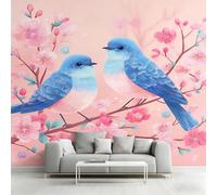 kfjhgbdshhj Papier peint photo effet 3D aquarelle, motif de fleurs et de plantes, affiche murale bleue pour salon, chambre, chambre d'enfant, décoration murale derrière la télévision, 150 cm x 105 cm