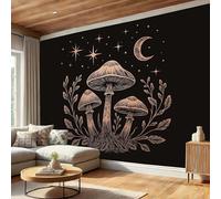 kfjhgbdshhj Papier peint photo effet 3D champignons et étoiles, papier peint intissé à motifs, fresque murale gothique pour salon/salle de jeux, 250 cm x 175 cm