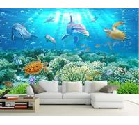 kfjhgbdshhj Papier peint photo, effet 3D, coraux, poissons et monde sous-marin, papier peint intissé 3D, décoration murale, tableau, salon, 400 cm x 280 cm