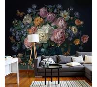 kfjhgbdshhj Papier peint photo nature morte classique, en soie, idéal pour salon, chambre, bureau, couloir, vase bleu et rose, fleurs, 150 cm x 105 cm