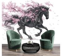 kfjhgbdshhj Papier peint photo - Outsider - Papier peint photo pour chambre ou salon, motif mural noir et rose, effet 3D - Fleurs de cerisier roses, 430 cm x 300 cm