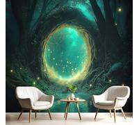 kfjhgbdshhj Papier peint photo premium vert foncé - Champignons - Décoration murale motif forêt fantastique pour chambre ou salon, 250 cm x 175 cm