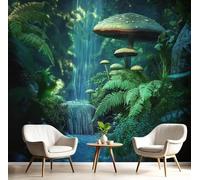 kfjhgbdshhj Papier peint photo premium vert foncé - Champignons - Décoration murale motif forêt fantastique pour chambre ou salon, 250 cm x 175 cm