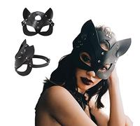 KFLY Catwoman Masque sexy pour femme en cuir synthétique Noir