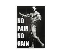 KFMD Poster de fitness vintage de bodybuilding Arnold Schwarzenegger No Pain No Gain sur toile Art mural Poster Décoration d'intérieur Bar Café Peinture décorative 50 x 75 cm