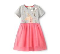 Kfnire Robe Fille Coton Robes Décontractées à Fleurs Licorne Sirène pour Filles 3-4 Ans