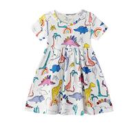 Kfnire Robe Fille Coton Robes Décontractées à Fleurs Licorne Sirène pour Filles 4-5 Ans
