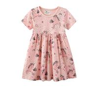 Kfnire Robe Fille Coton Robes Décontractées à Fleurs Licorne Sirène pour Filles 5-6 Ans